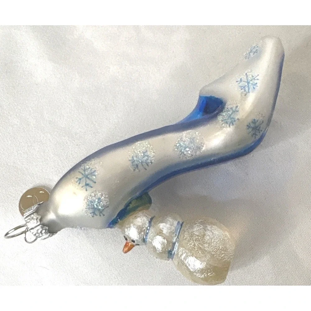 Department 56 Tiny Trimmings Snowman High Heel Glass Christmas Ornament